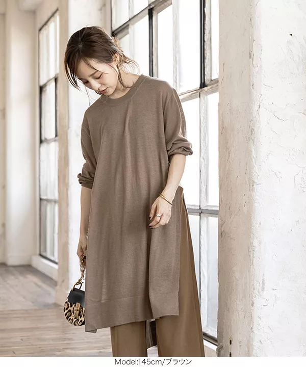 archi ニット　チュニック 楽天市場】【安田美沙子さん着用・選べる2type】もちニットチュニック