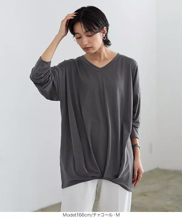 裾タックカットソーロンT  [C3995] | トップス全品送料無料！9/11(金)18:00〜9/14(月)朝11:59まで