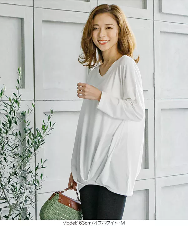 裾タックカットソーロンT [C3995] - レディースファッション通販 神戸