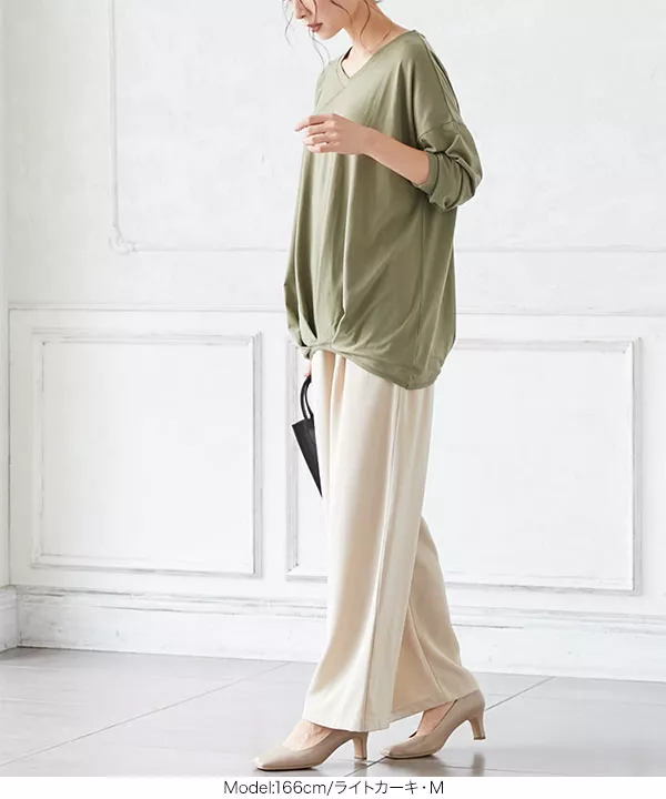 裾タックカットソーロンT [C3995] - レディースファッション通販 神戸