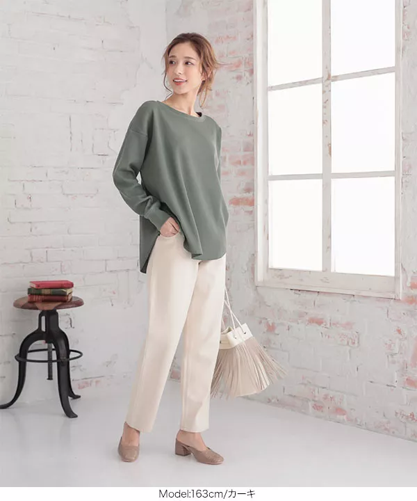 ワッフルボートネックゆるTシャツ [C4019]   　 | トップス全品送料無料！9/11(金)18:00〜9/14(月)朝11:59まで