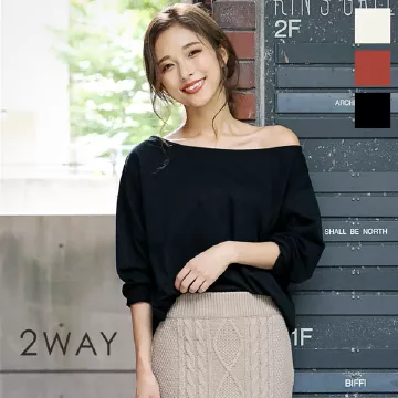 [ワンショル/ボート]2wayロンT  [C4051]