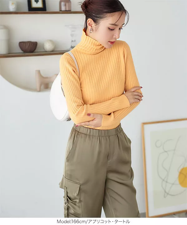 選べるネックデザインリブニットトップス [C4070]   　 | トップス全品送料無料！9/11(金)18:00〜9/14(月)朝11:59まで