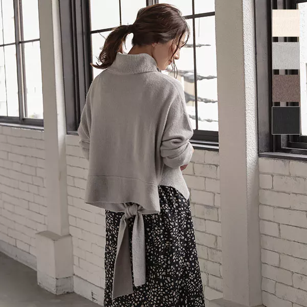 新品タグ付き♡バックリボンオフタートルニット NOMAE（ノーマエ） ニット セーター ベロアリボンオフタートルニット