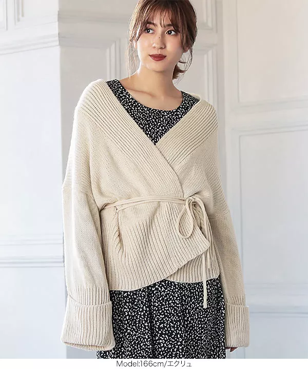 もっちりカシュクールニットカーディガン [C4246] - レディース