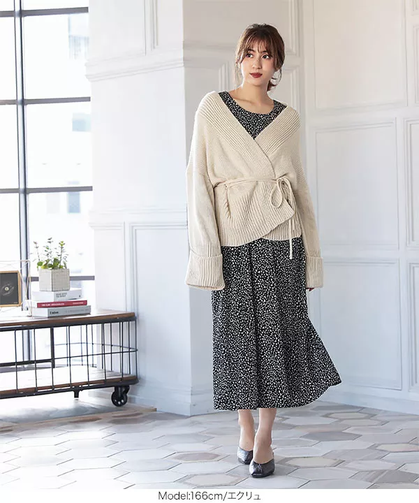 45R コットンカシュクールロングカーディガン 45R コットンカシュクールロングカーディガン