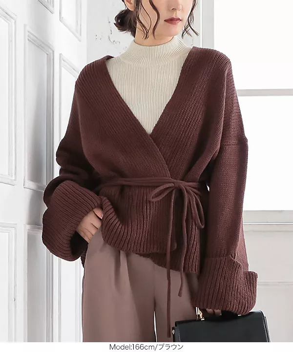 もっちりカシュクールニットカーディガン [C4246] - レディース