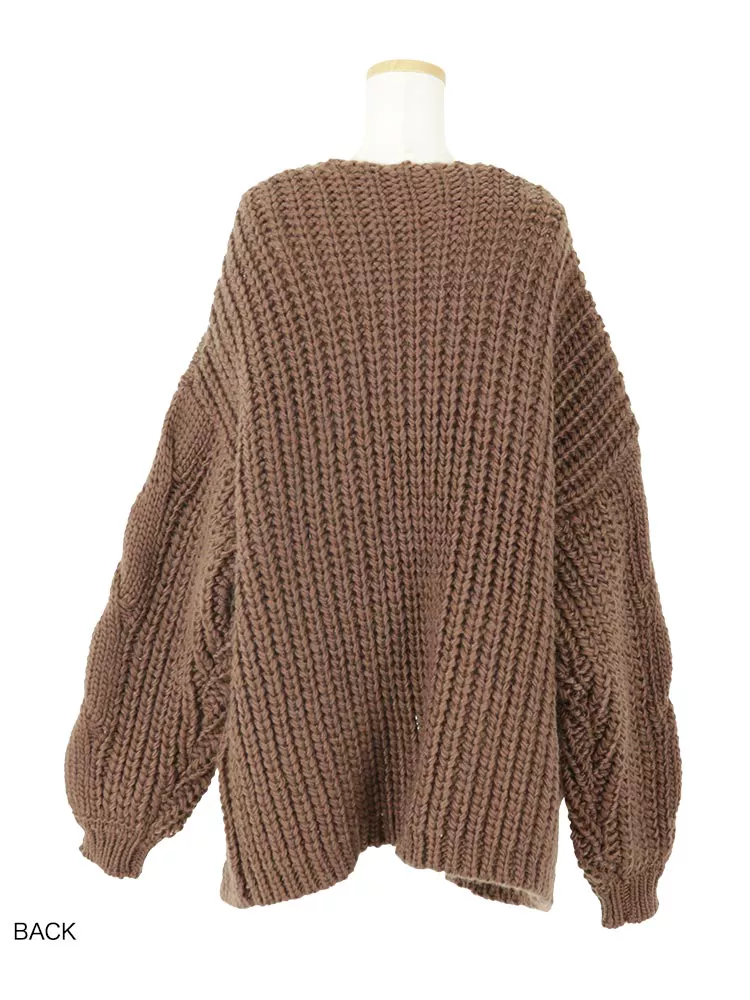 ローゲージケーブルニットカーディガン [C4296] - レディース