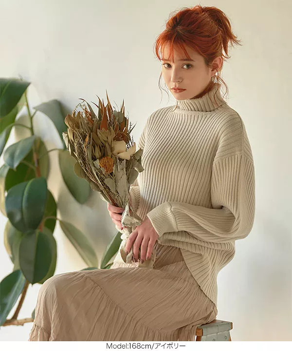 リブ編みもっちりボリューミーニット [C4320] - レディース