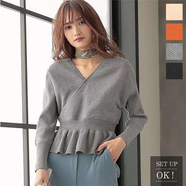 フレアヘムカシュクールニットプルオーバー [C4334] - レディース