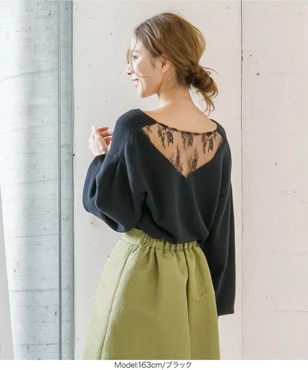 ♡アリス♡ バックレースニット バックレースニットトップス [C4363] - レディースファッション通販