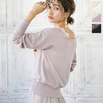 ルネ♡レースニット レース付ニットプルオーバー [C4369] - レディースファッション通販