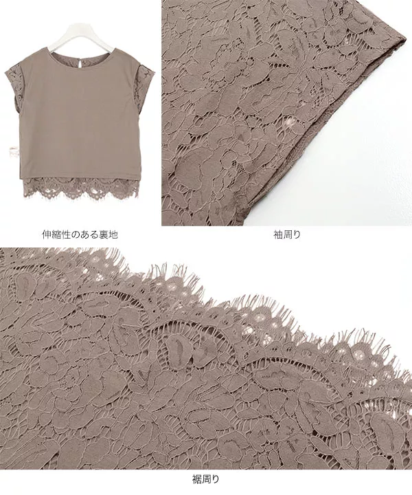 フレンチスリーブレースブラウス [C4412]   　 | トップス全品送料無料！9/11(金)18:00〜9/14(月)朝11:59まで
