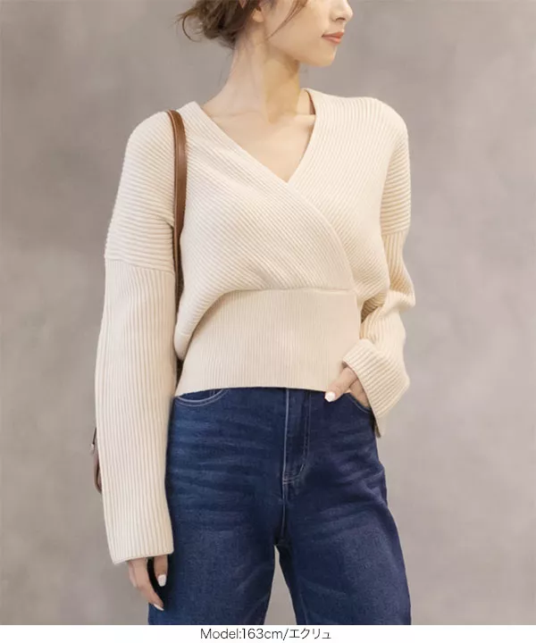 カシュクールもっちりニット [C4414] - レディースファッション