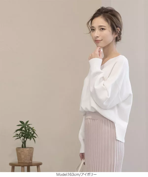 前後2wayショート丈ニット [C4425]   　 | トップス全品送料無料！9/11(金)18:00〜9/14(月)朝11:59まで