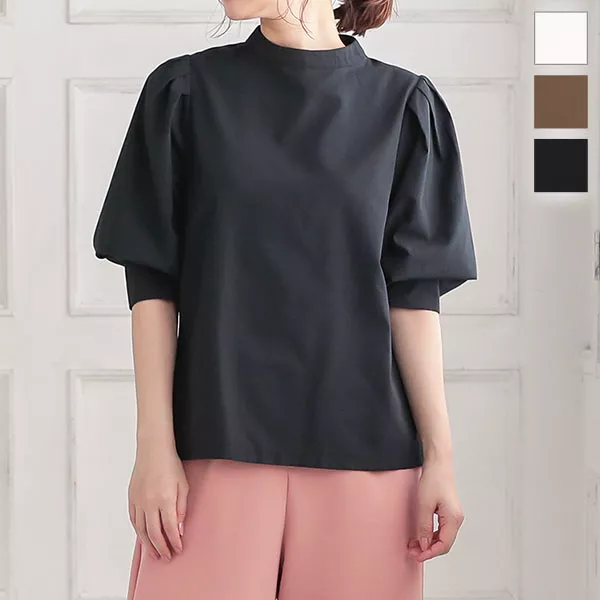 スタンドカラーボリュームスリーブトップス [C4558] - レディース