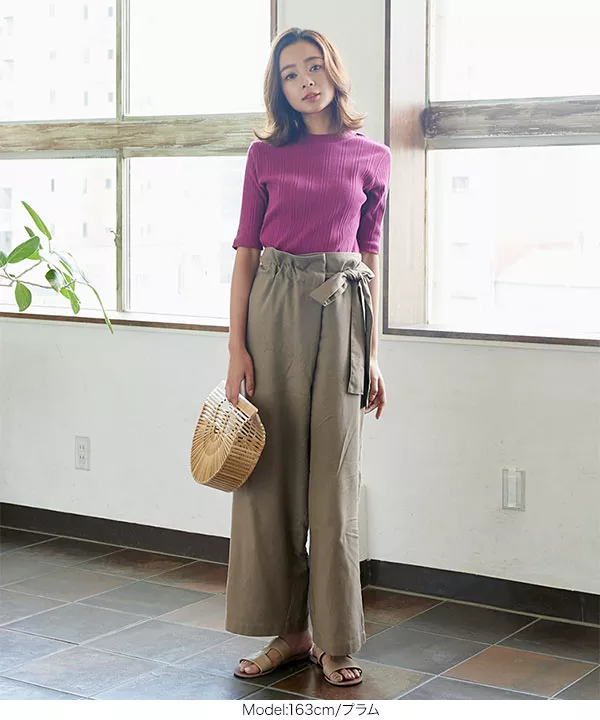 ランダムリブハイネックトップス [C4597]   　 | トップス全品送料無料！9/11(金)18:00〜9/14(月)朝11:59まで