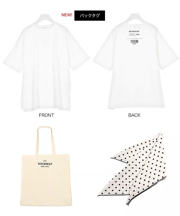 [ 3点セット ]ビッグT+キャンバスBag+スカーフ [C4598]   　