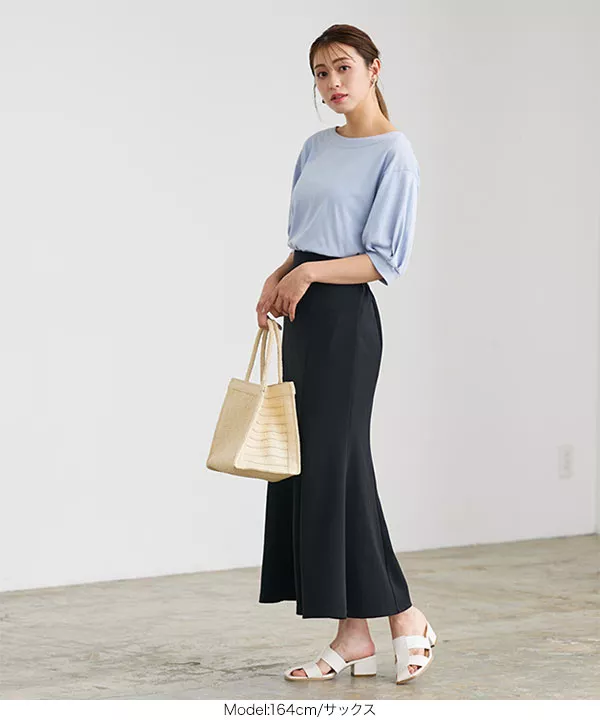 トップス/カットソー/ウエストリボン/ストライプ/パフスリーブ/ ストライプ柄ドロストリボンシャツ[fo1925] | レディース