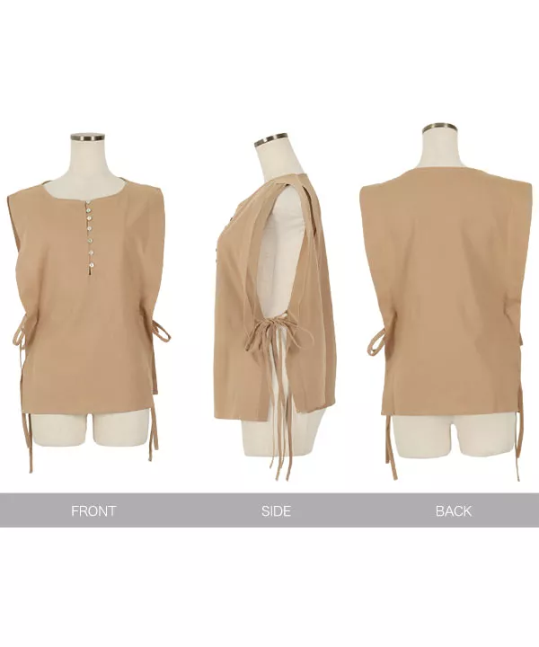 シェルボタンリネンブラウス [C4647]| SALE！