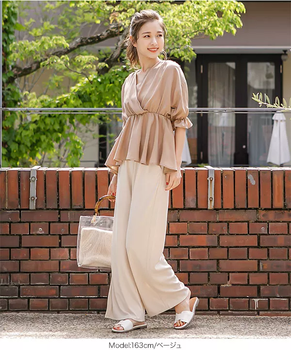 カシュクール6分袖ブラウス [C4661]   　 | トップス全品送料無料！8/7(金)18:00〜8/10(月)朝11:59まで
