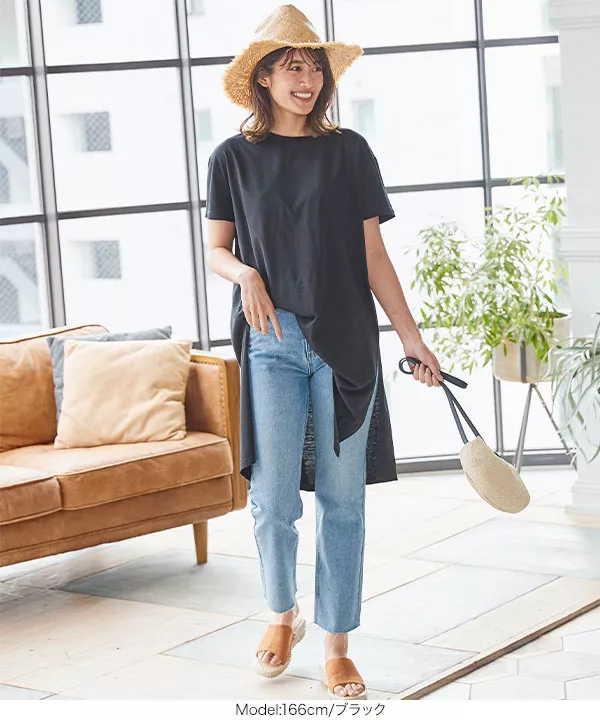 サイドスリットチュニックTシャツ [C4724]   　