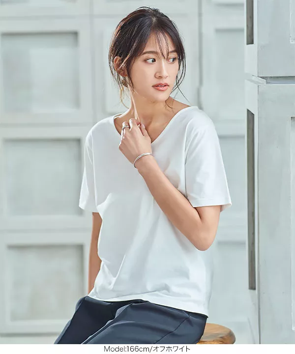 tシャツ フラワースリーブ スクープネックカットソー レディース フラワーレーススリーブTシャツ [C7210] - レディース