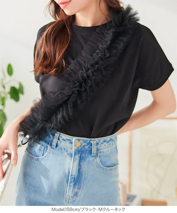 選べるモックネックorクルーネックコットン100%フレンチTシャツ