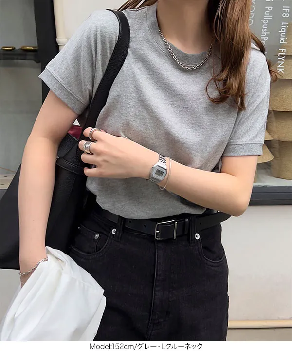 選べるモックネックorクルーネックコットン100%フレンチTシャツ 選べるモックネックorクルーネックコットン100%フレンチTシャツ
