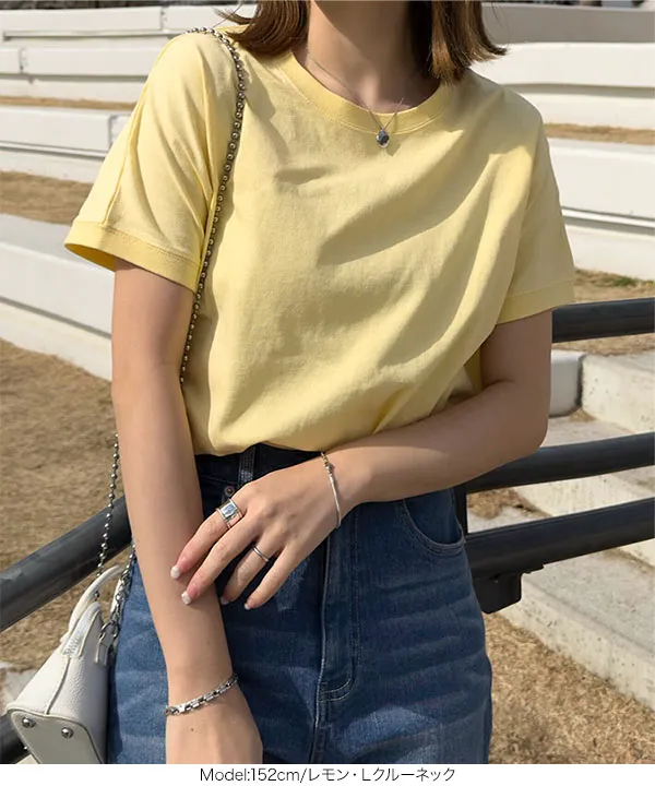 選べるモックネックorクルーネックコットン100%フレンチTシャツ [C4819]【メール便】 | トップス全品送料無料！8/3(月)朝11:59まで