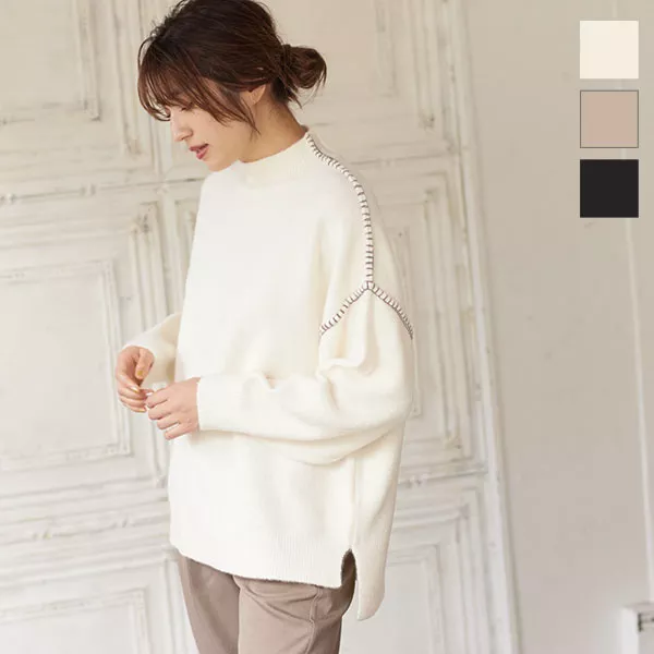 【BEIGE】<conte>フルニードル クルーネックニット conte＞フルニードル クルーネックニット