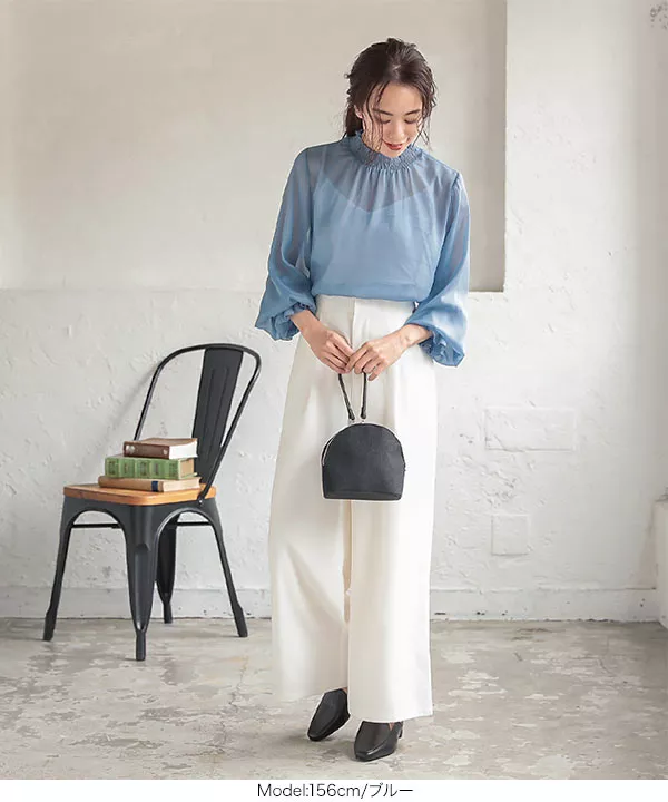 シャーリングシアーブラウス [C4850]   　 | トップス全品送料無料！8/3(月)朝11:59まで