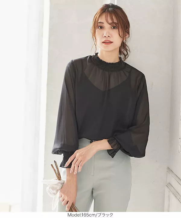 シャーリングシアーブラウス [C4850]   　 | トップス全品送料無料！8/3(月)朝11:59まで