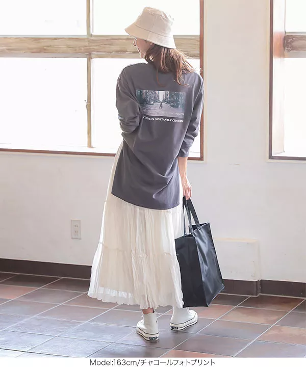 [ 2点セット ]ロンT+フェイクレザーバッグ [C4852]   　
