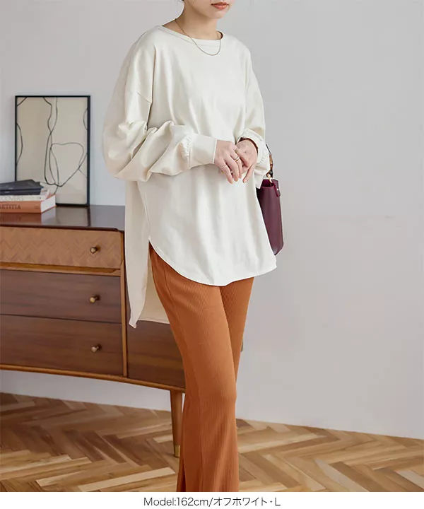 バックボタンオーバーサイズカットソートップス [C4941