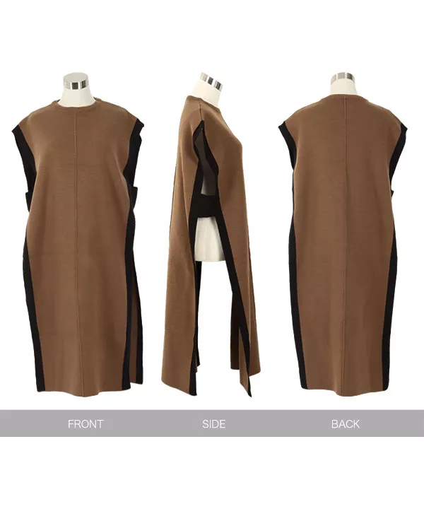 ロングニットベスト [C4974]   　