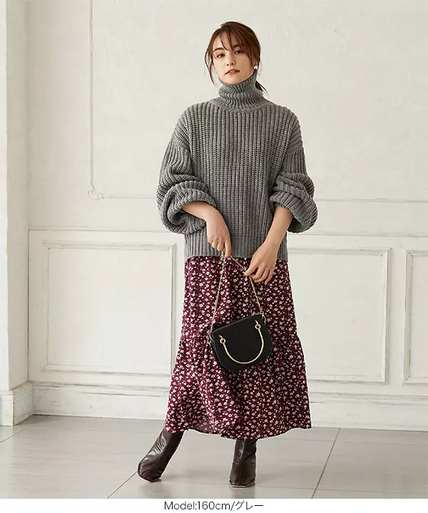 【美品】ドレステリア CLASSY掲載 ウール混 ローゲージオフタートルニット STYLEBLOCK ニット セーター ケーブル編みオフタートルニット