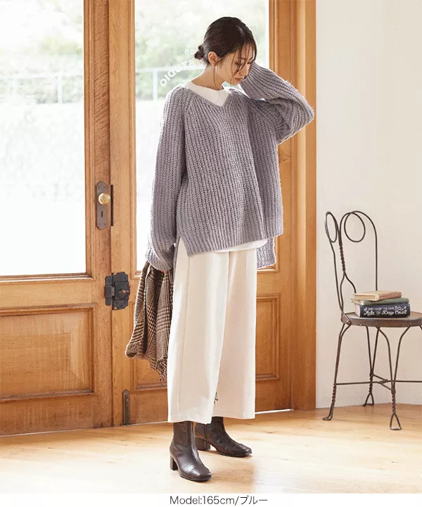 モヘアタッチVネックゆるニット [C5006] - レディースファッション通販