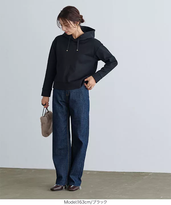 ダンボールフーディーコート ブラック STORY掲載＊【L】【カタログ掲載品】【ウォッシャブル
