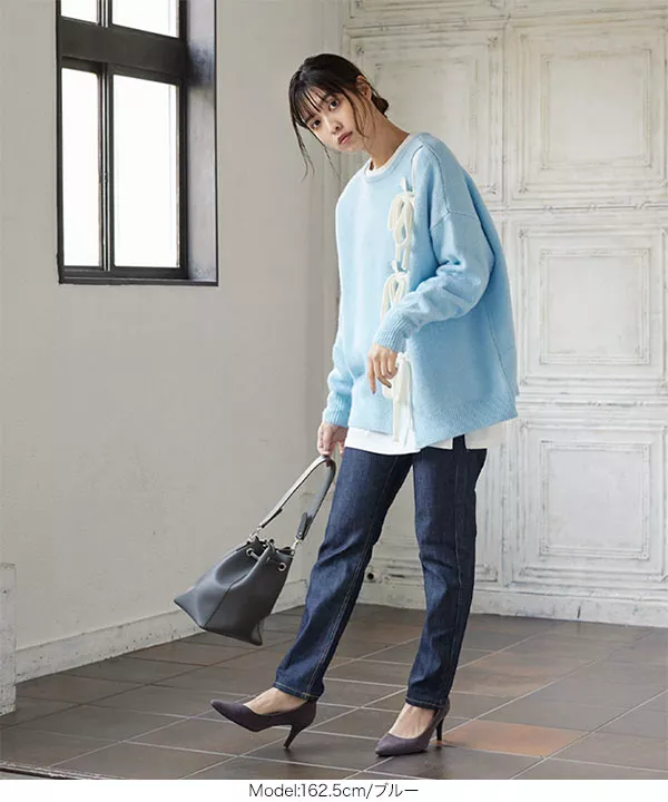 リボンスリットニット [C5096]   　 | トップス全品送料無料！9/11(金)18:00〜9/14(月)朝11:59まで