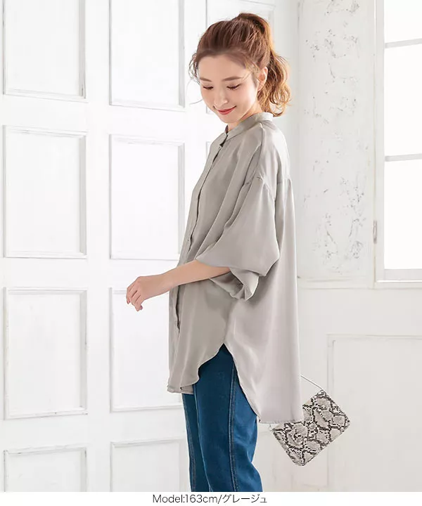 バンドカラーロングシャツ [C5099]   　