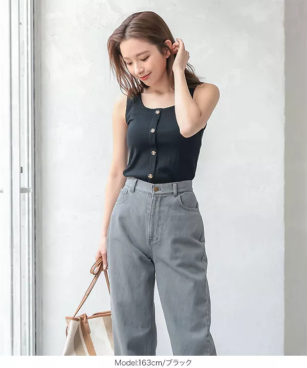 前後2wayボタンリブタンクトップ [C5133] | トップス全品送料無料！2