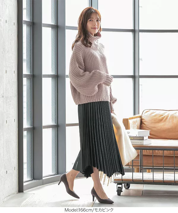 ボリュームハイネックニットトップス [C5155] - レディース