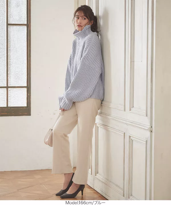 ボリュームハイネックニットトップス [C5155] - レディース