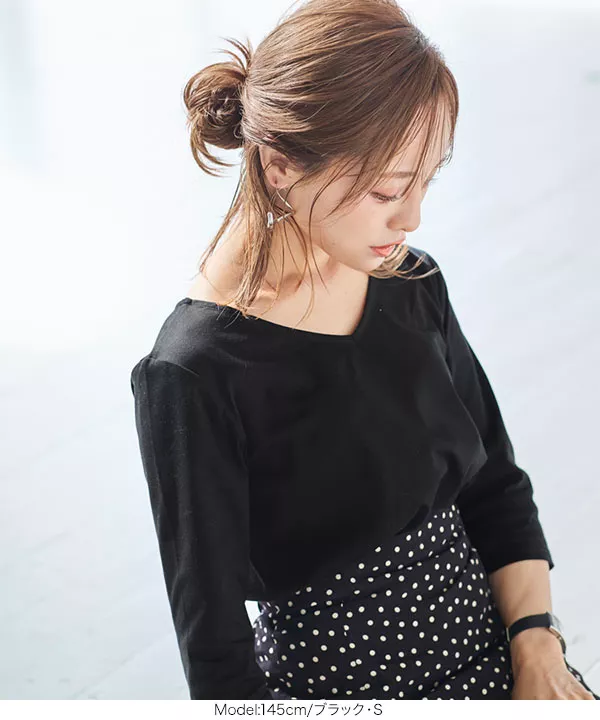 [ 田中亜希子さんコラボ ] 前後2Wayシルケットシンプルカットソー [C5243]   　