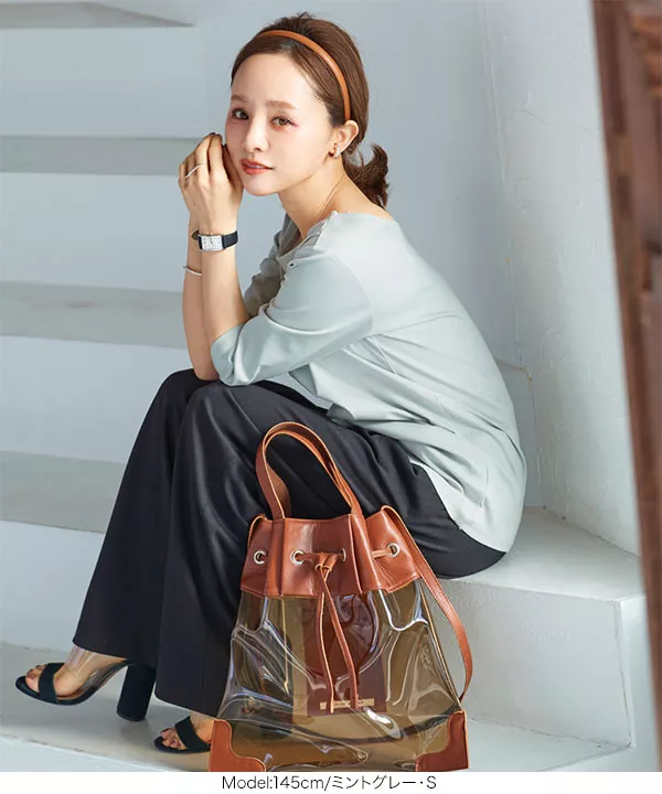 田中亜希子さんコラボ ] 前後2Wayシルケットシンプルカットソー