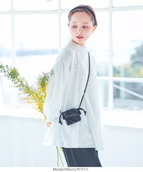 田中亜希子さんコラボ ] インド綿ボリュームスリーブブラウス [C5252