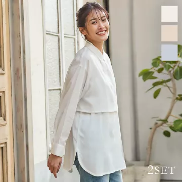 [ 2点セット ] レイヤードショートシャツ [C5254]   　