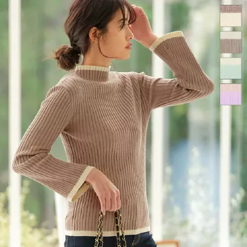 配色パイピング風ニットトップス [C5291]   　