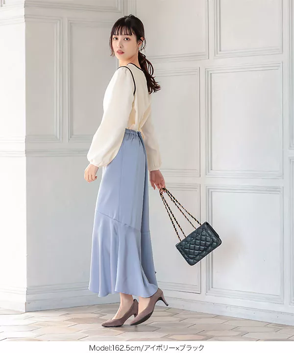 袖パフパイピングブラウス [C5292]   　 | トップス全品送料無料！8/7(金)18:00〜8/10(月)朝11:59まで